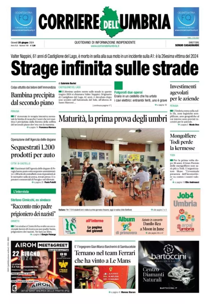 Prima-pagina-corriere umbria-del-2024-06-20